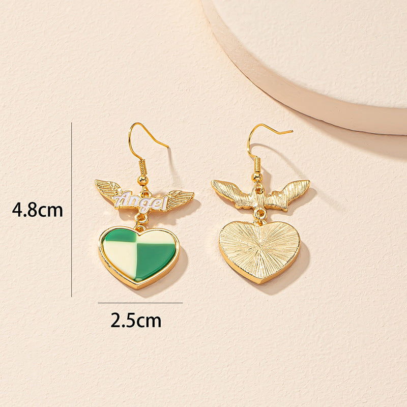 Winged Heart Checkerboard Dangle Earrings - view 1