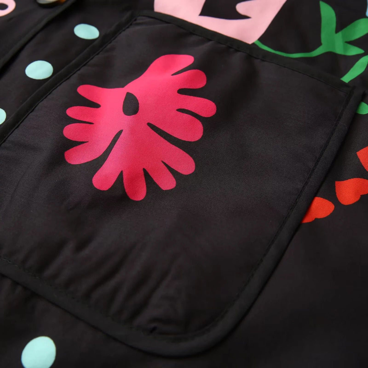 Folk Floral Print Quilted Button Jacket - Red - 8