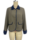 Contrast Collar Cropped Utility Jacket - Green