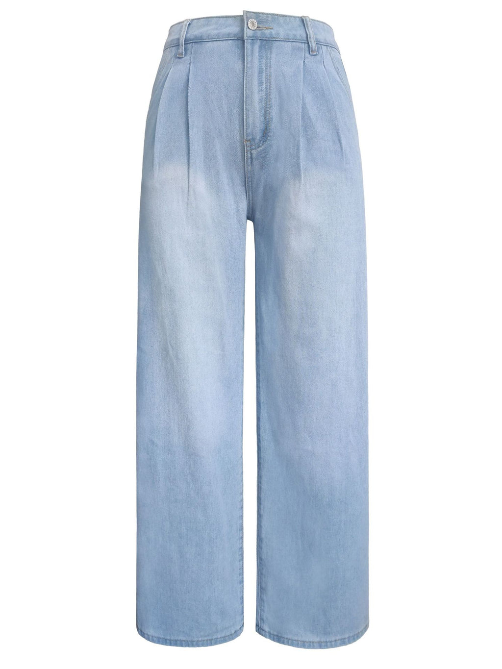 Vintage Wash Wide Leg High Rise Jeans - Blue
