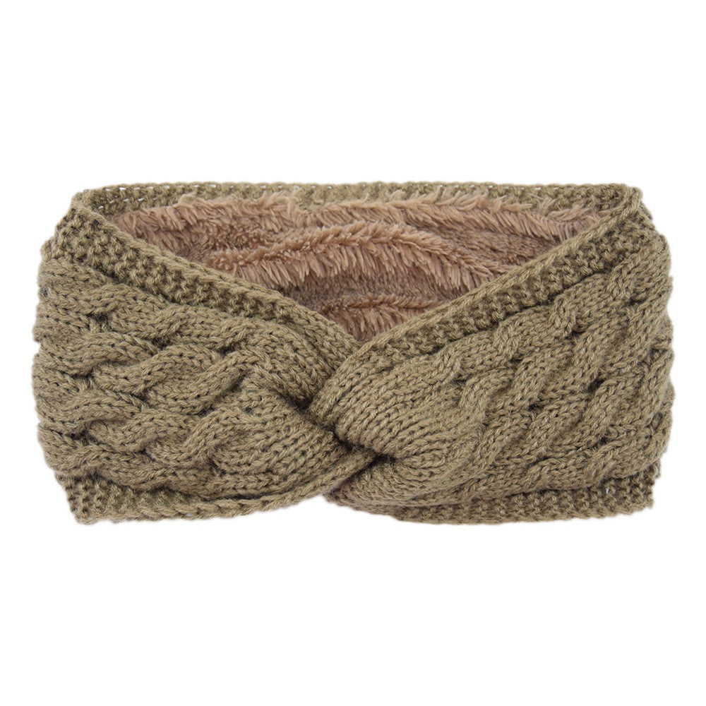 Twist Cable Knit Fleece Lined Ear Warmer Headband
