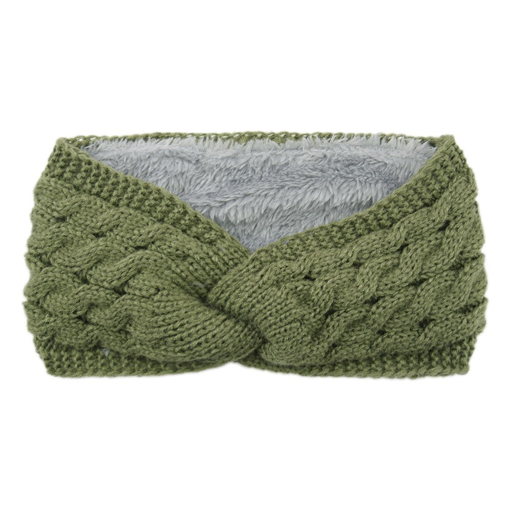 Twist Cable Knit Fleece Lined Ear Warmer Headband