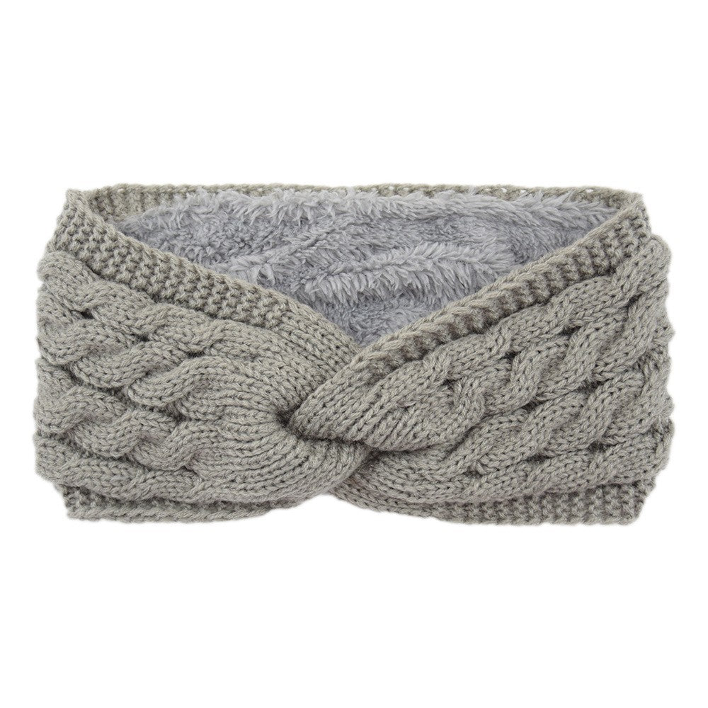 Twist Cable Knit Fleece Lined Ear Warmer Headband