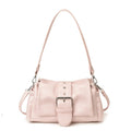 Oversized Buckle Faux Leather Shoulder Bag - Pink