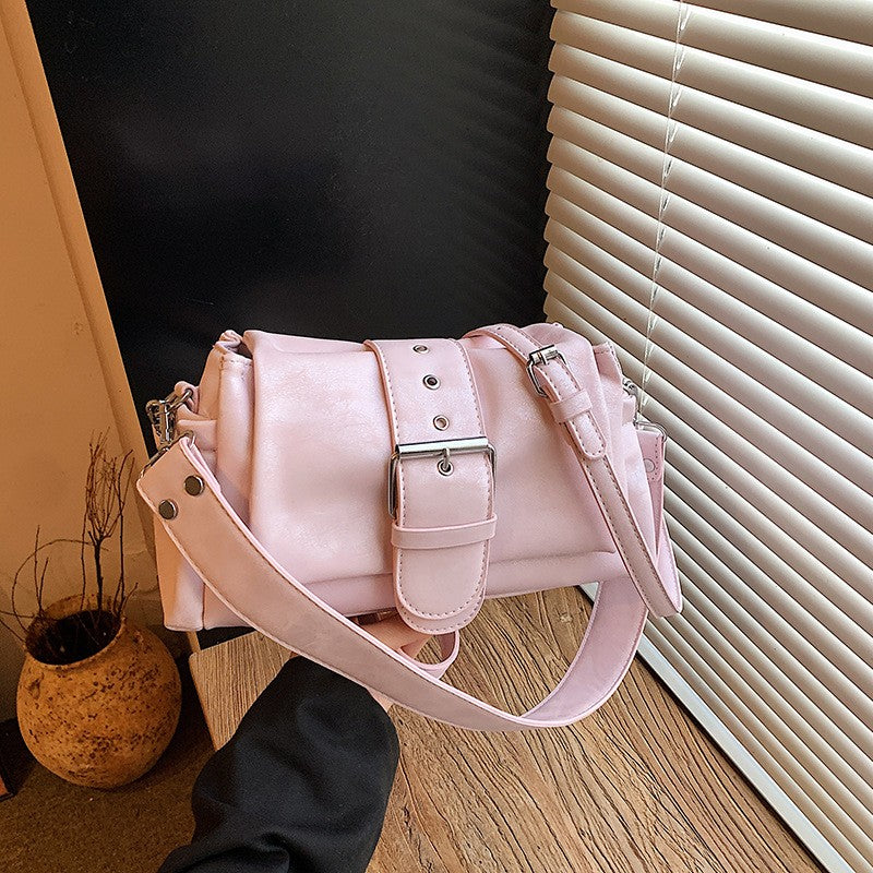 Oversized Buckle Faux Leather Shoulder Bag