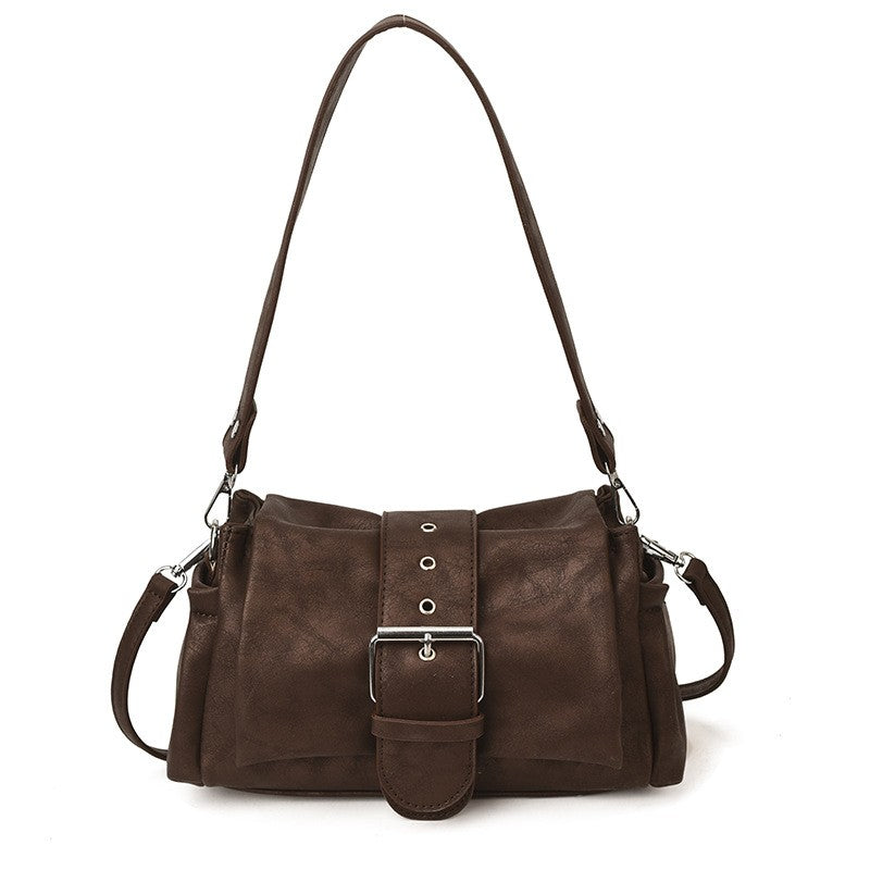 Oversized Buckle Faux Leather Shoulder Bag
