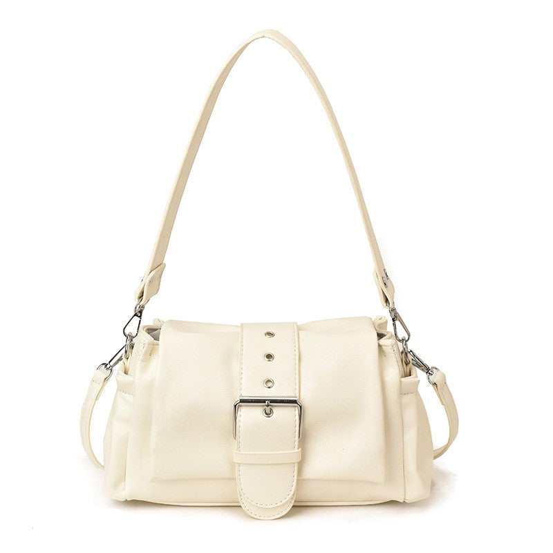 Oversized Buckle Faux Leather Shoulder Bag