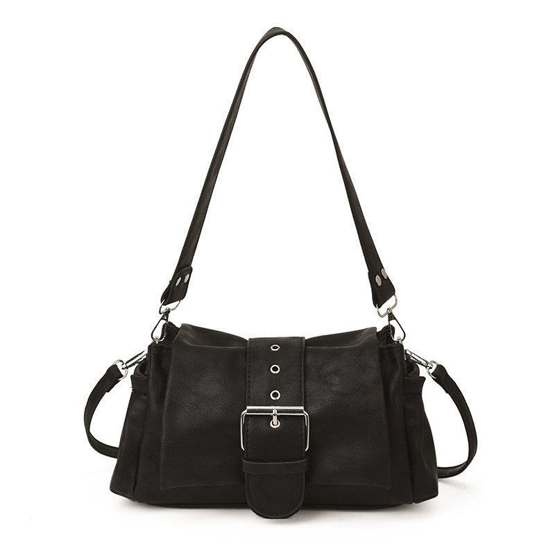 Oversized Buckle Faux Leather Shoulder Bag