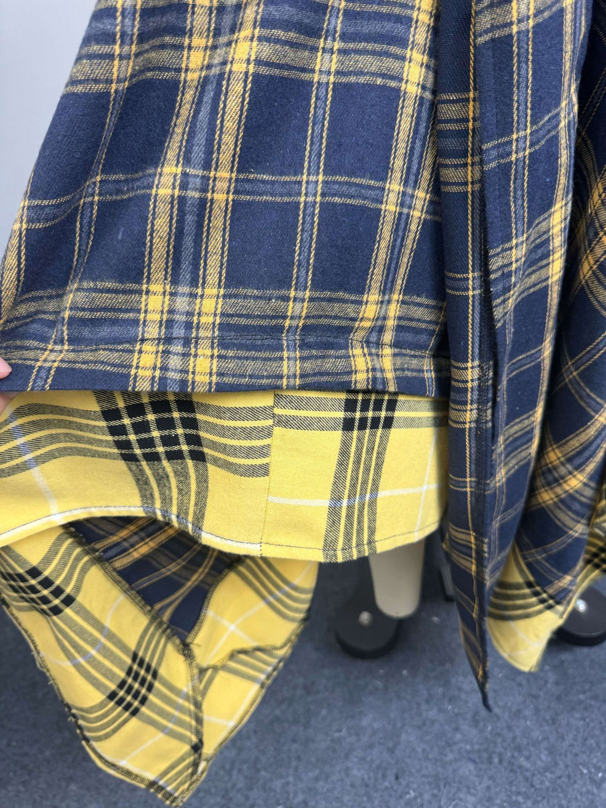 Plaid Midi Skirt With Shirt Tie Waist - NavyBlue - 5