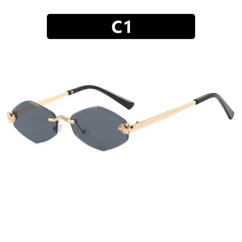 Rimless Hexagon Lens Slim Sunglasses - Color_1 - 1