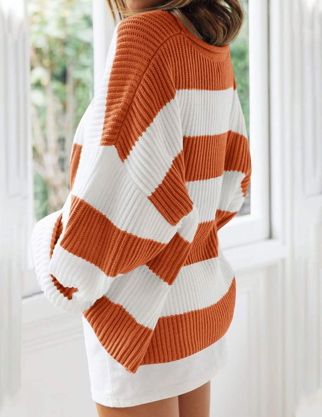 Wide Stripe Oversized Crew Neck Sweater - view 3