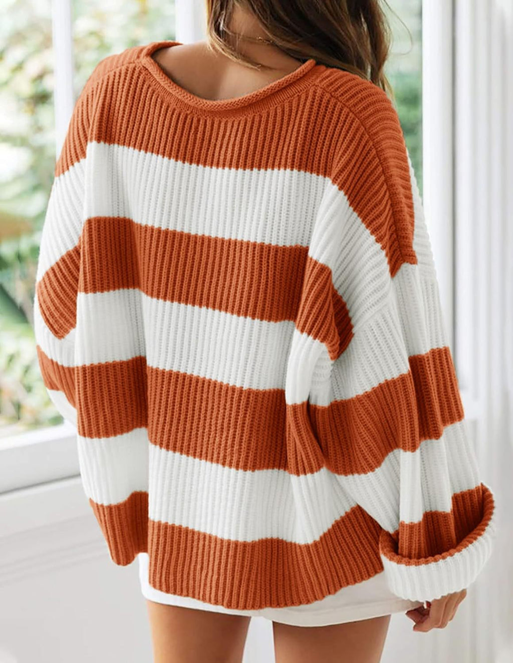 Wide Stripe Oversized Crew Neck Sweater - view 4