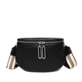 Genuine Leather Half Moon Crossbody Bag - Black