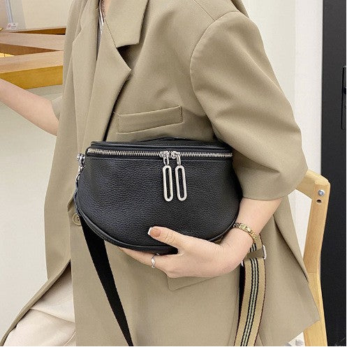 Genuine Leather Half Moon Crossbody Bag