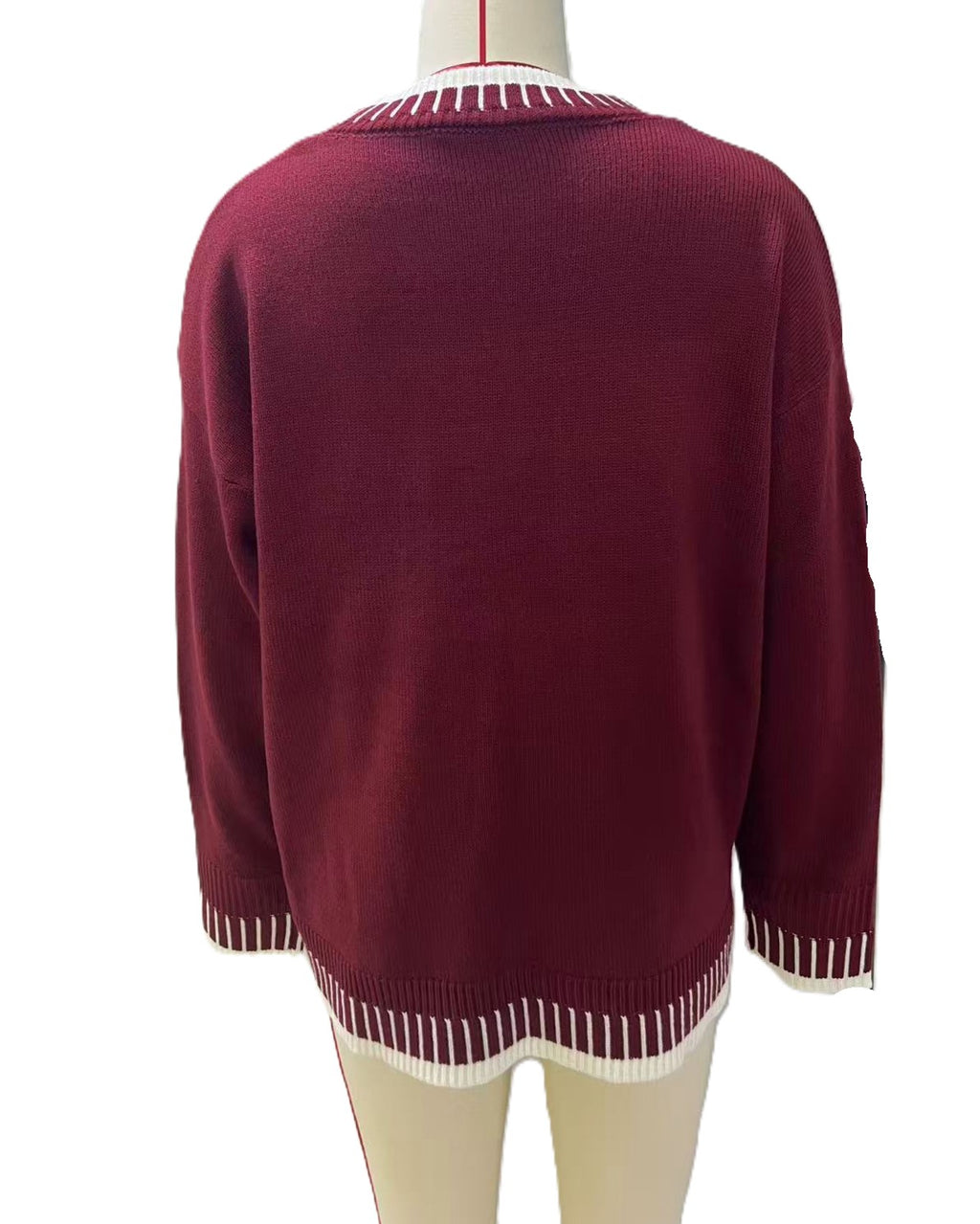 Love Script Chenille Knit Pullover - WineRed - 6