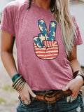 Americana Peace Sign Graphic Tee - Pink
