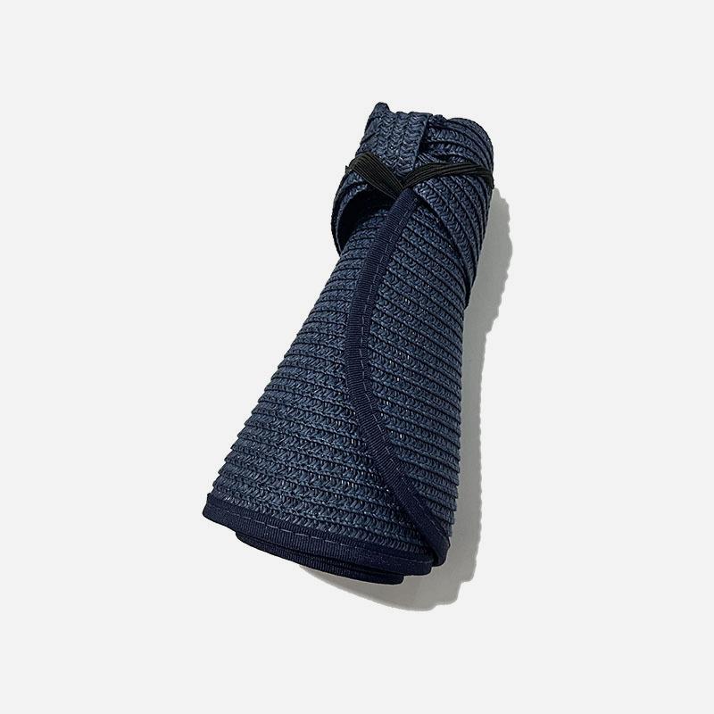 Packable Straw Sun Visor With Bow Detail - Navyblue - 1