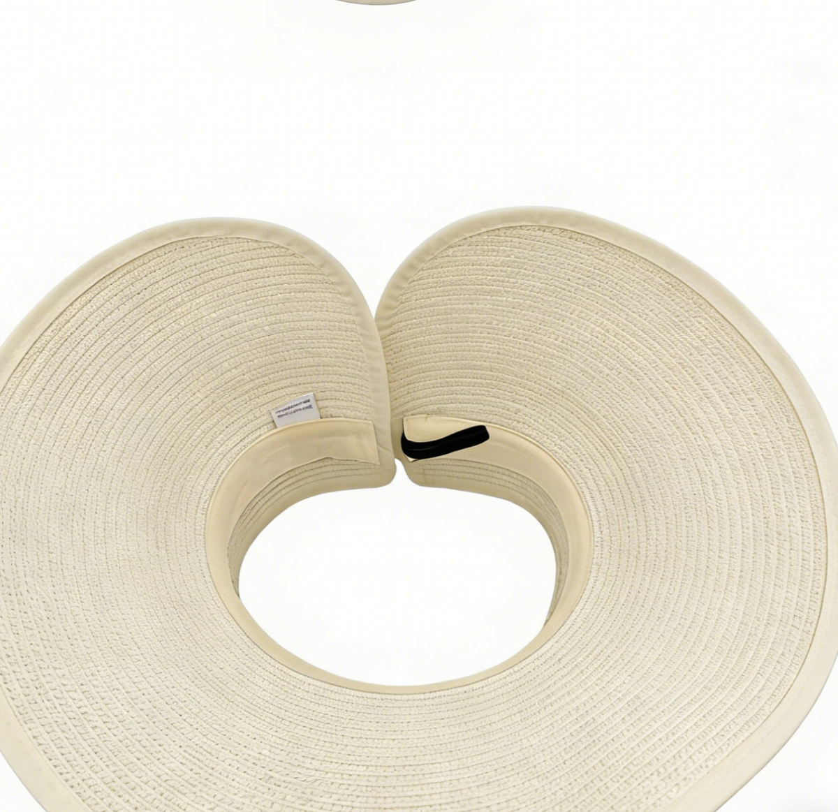 Packable Straw Sun Visor With Bow Detail - WBeige - 1