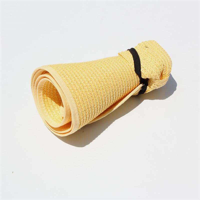 Packable Straw Sun Visor With Bow Detail - Yellow