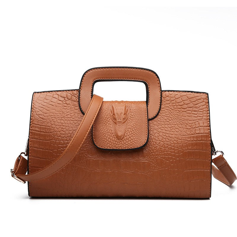 Croc Embossed Cut Out Handle Top Handle Clutch