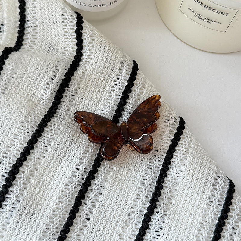 Butterfly Hair Pin With Layered Wings - Coffee