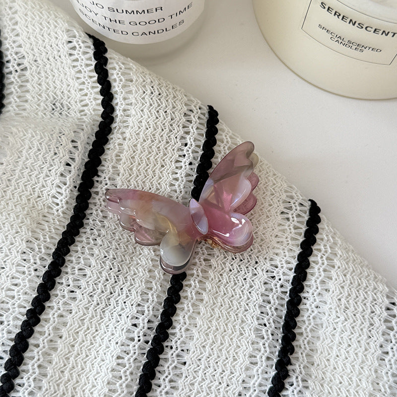 Butterfly Hair Pin With Layered Wings - DPink