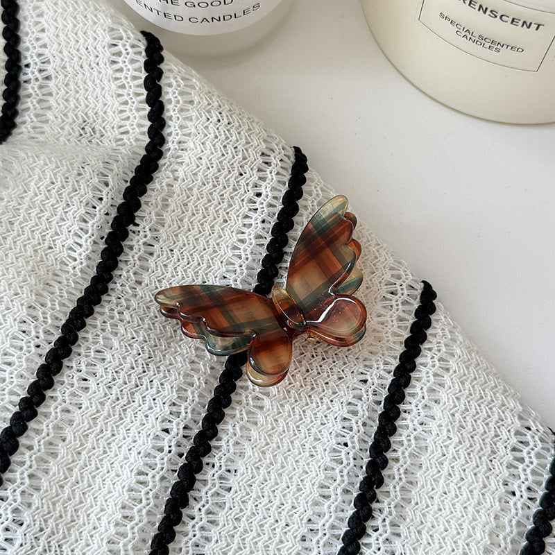 Butterfly Hair Pin With Layered Wings - Grid