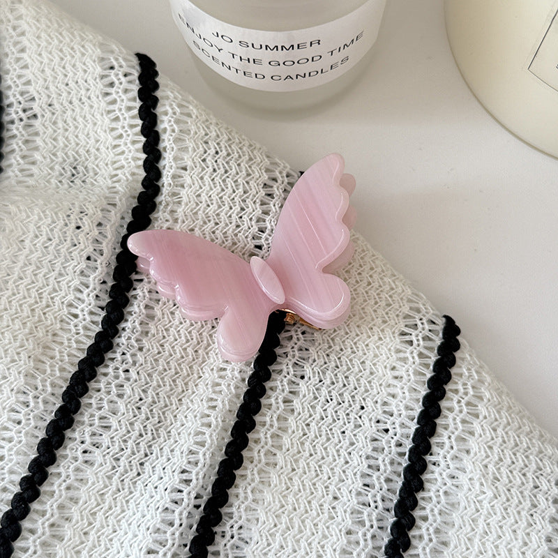 Butterfly Hair Pin With Layered Wings - Pink