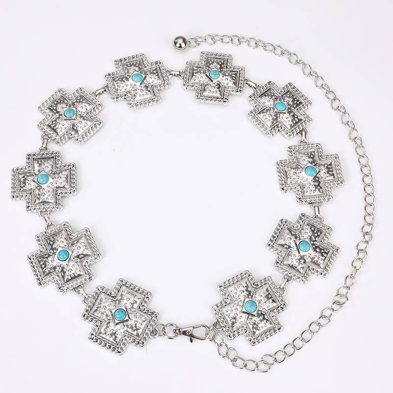 Ornate Cross Concho Waist Chain