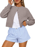 Cropped Button Front Knit Cardigan - Khaki