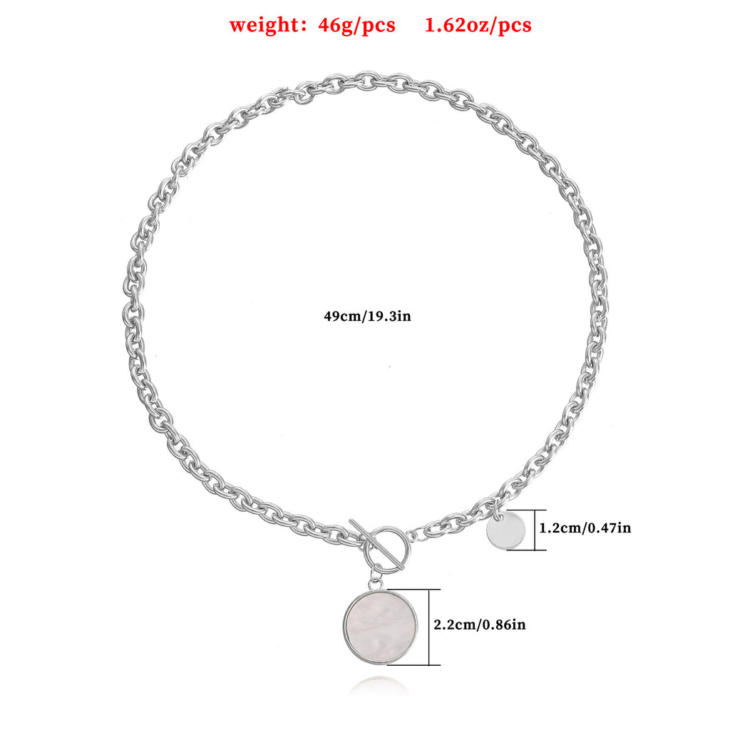Shell Disc Pendant Layered Chain Necklace - view 4