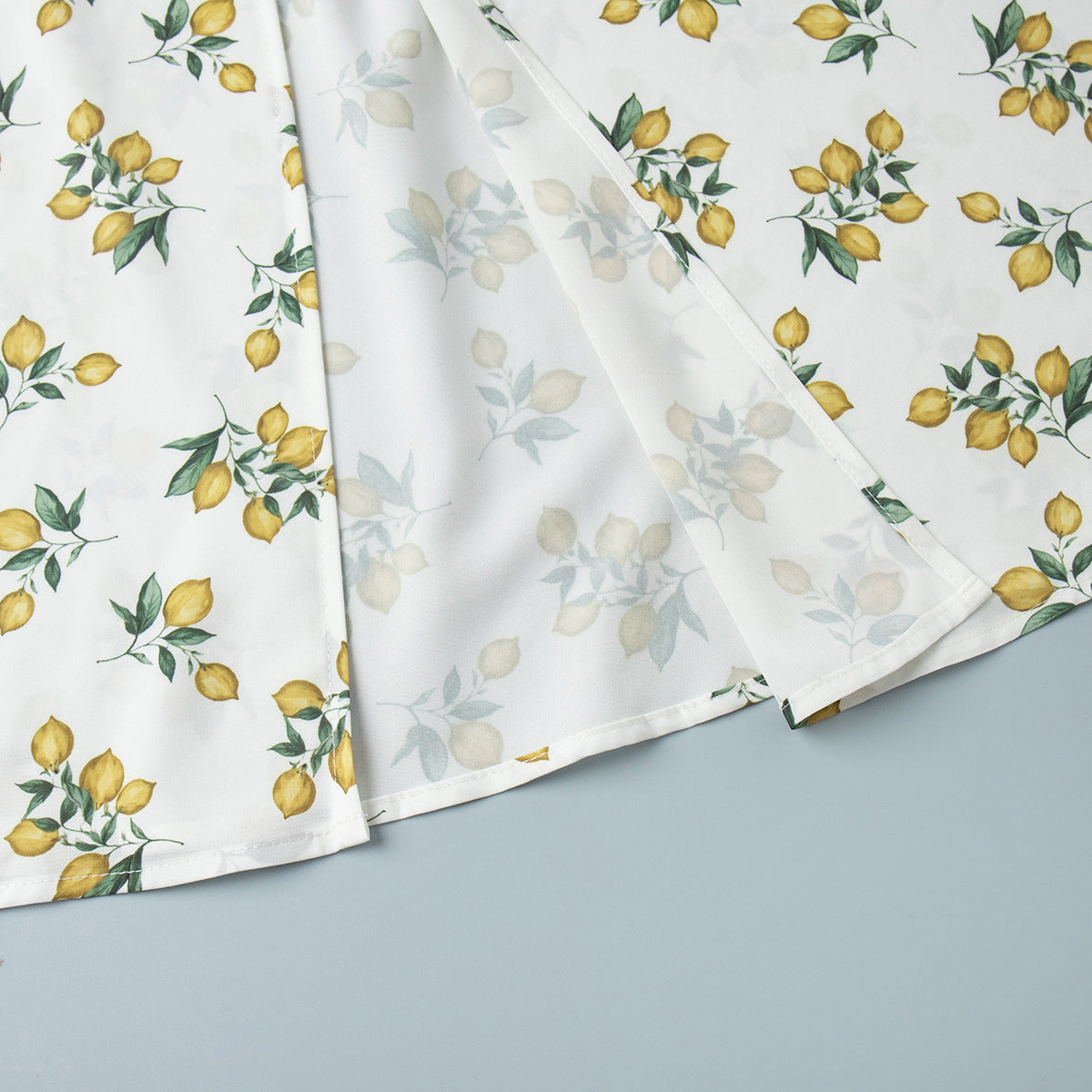 Lemon Print Corset Bodice Maxi Dress - Beige - 7