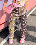 Camo Print High Rise Utility Cargo Pants - Color