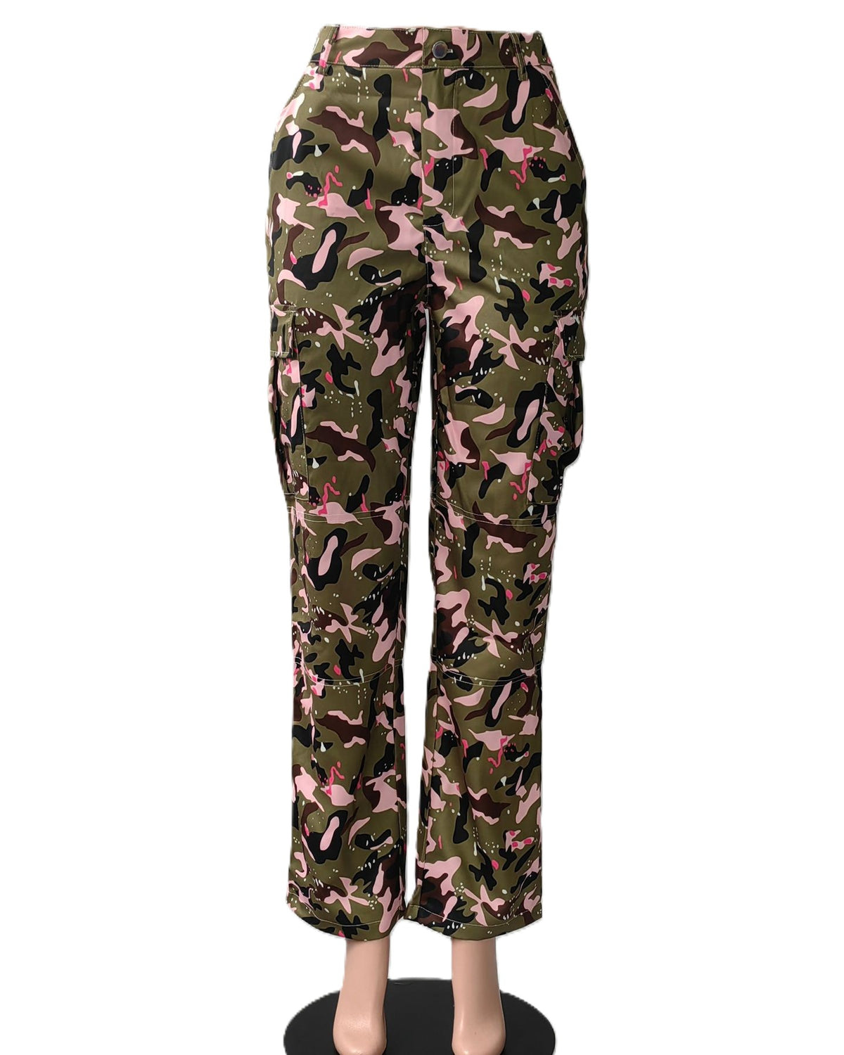 Camo Print High Rise Utility Cargo Pants - Color - 1