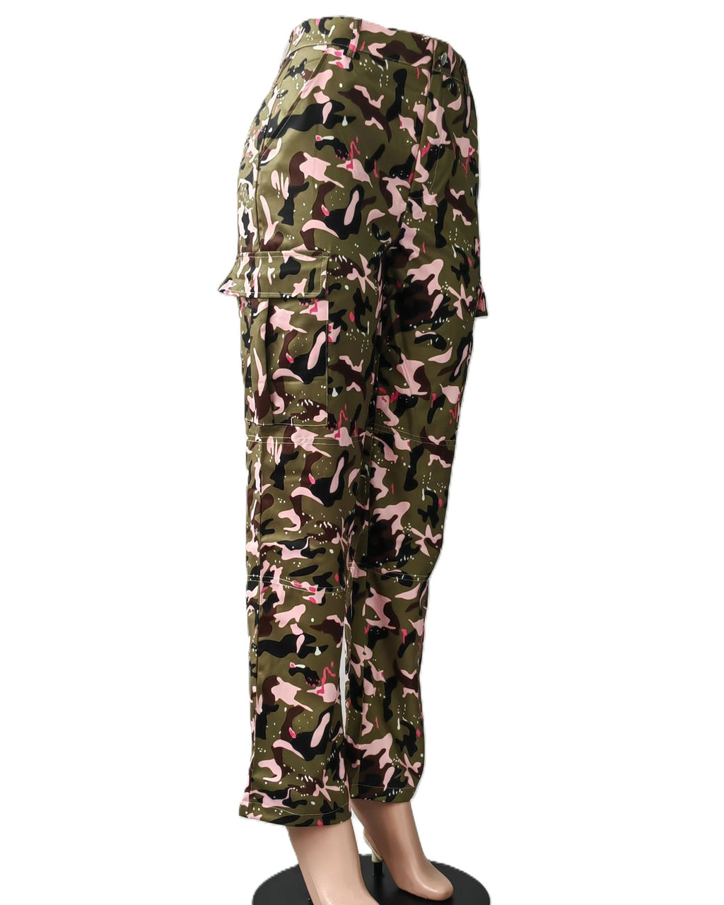 Camo Print High Rise Utility Cargo Pants - Color - 2