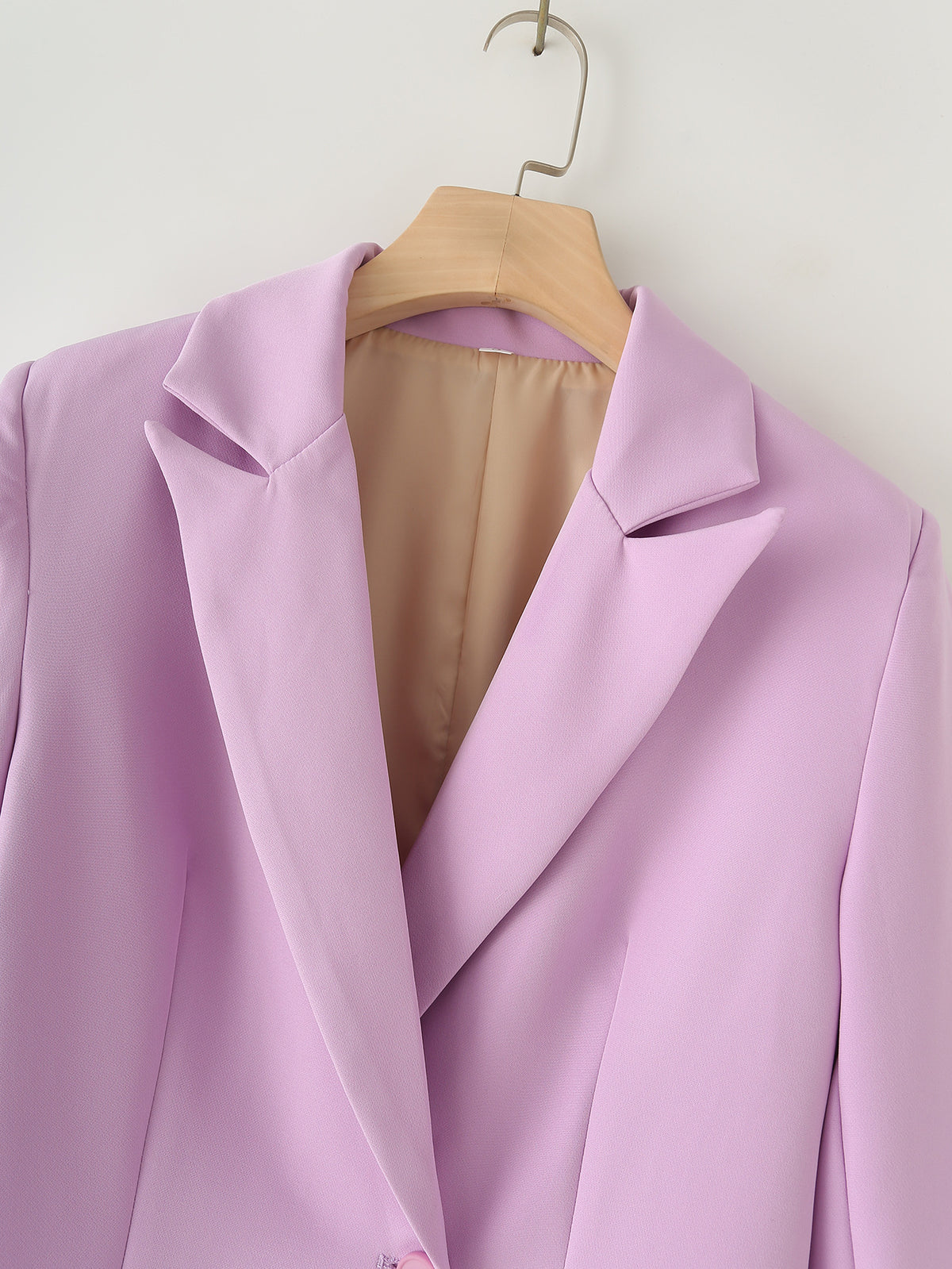 Notch Lapel Single Button Slim Blazer - Purple - 10