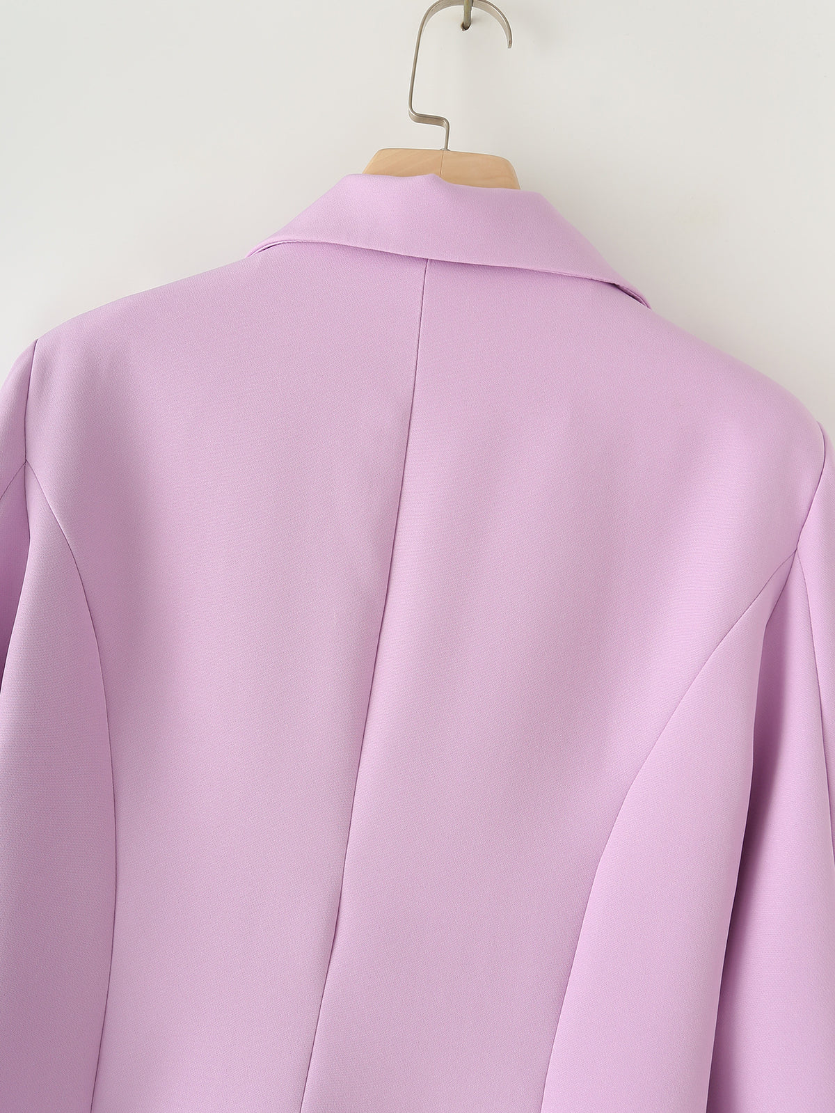 Notch Lapel Single Button Slim Blazer - Purple - 5