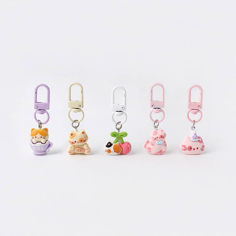 Cute Cat Resin Keychain Bag Charm