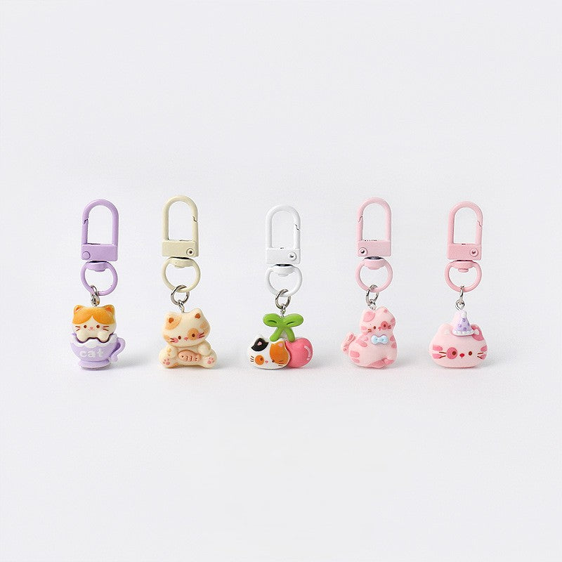 Cute Cat Resin Keychain Bag Charm - view 1