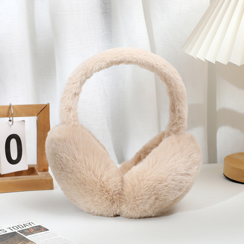 Fluffy Faux Rabbit Fur Winter Earmuffs - Beige
