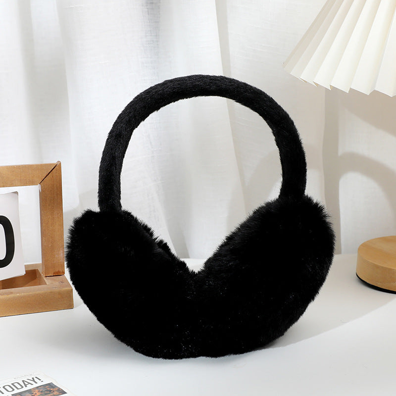 Fluffy Faux Rabbit Fur Winter Earmuffs - Black