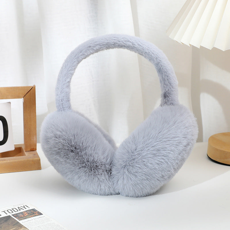 Fluffy Faux Rabbit Fur Winter Earmuffs - Grey