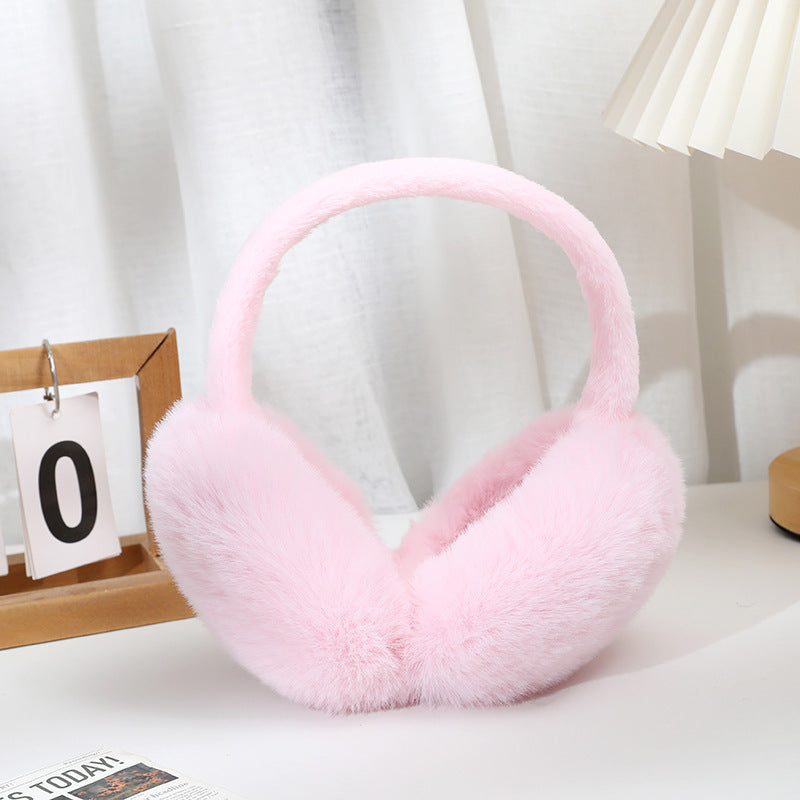 Fluffy Faux Rabbit Fur Winter Earmuffs - Pink