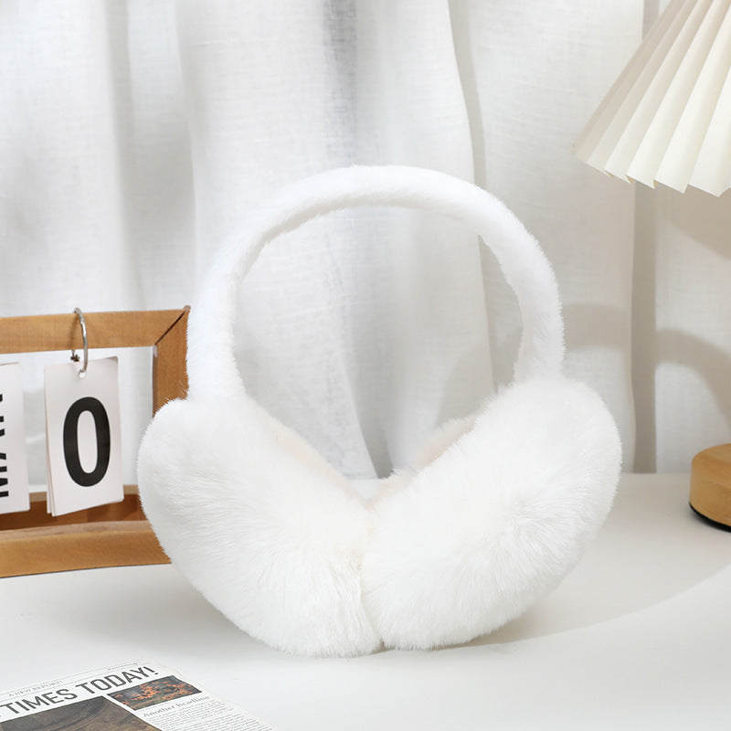 Fluffy Faux Rabbit Fur Winter Earmuffs - White