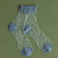 Dotted Sheer Mesh Ankle Socks - Blue