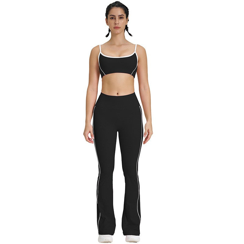 Contrast Piping High Waist Flare Yoga Leggings