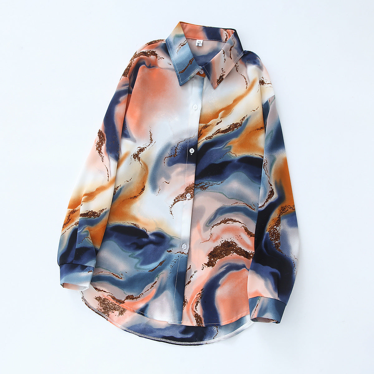 Marbled Abstract Print Button Down Shirt - Multi - 2
