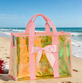 Bow Detail Iridescent Clear Tote Bag - Pink