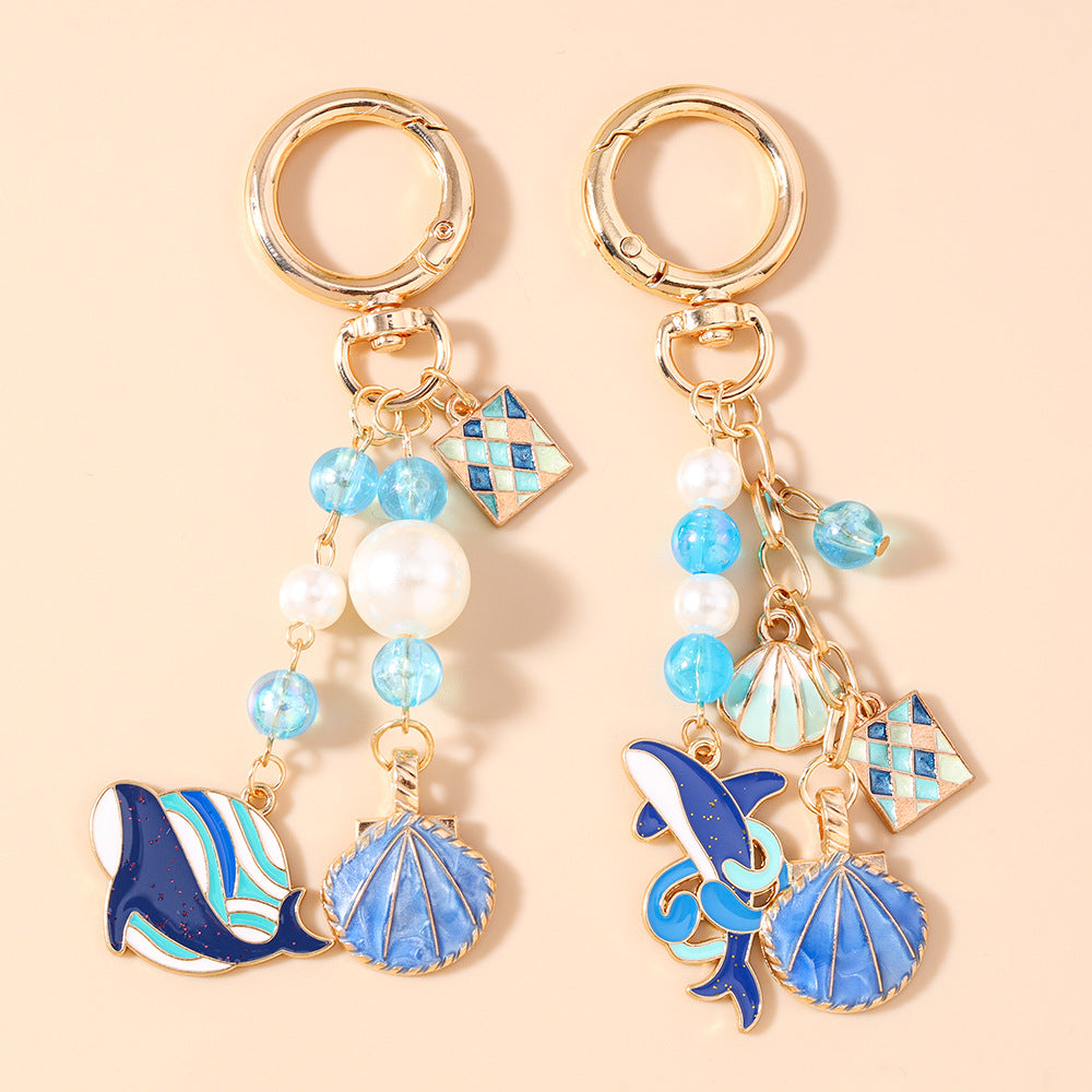 Pearl Bead Sea Life Bag Charm Keychain