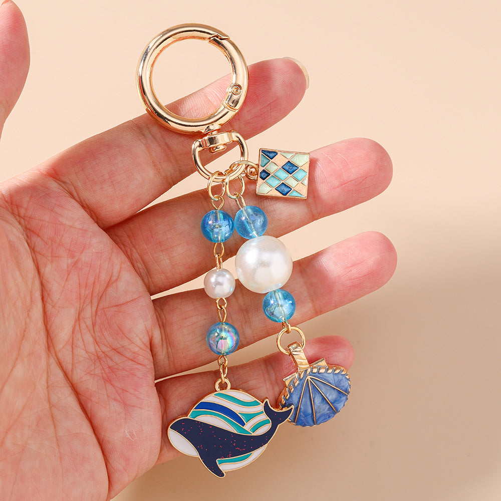 Pearl Bead Sea Life Bag Charm Keychain - view 1